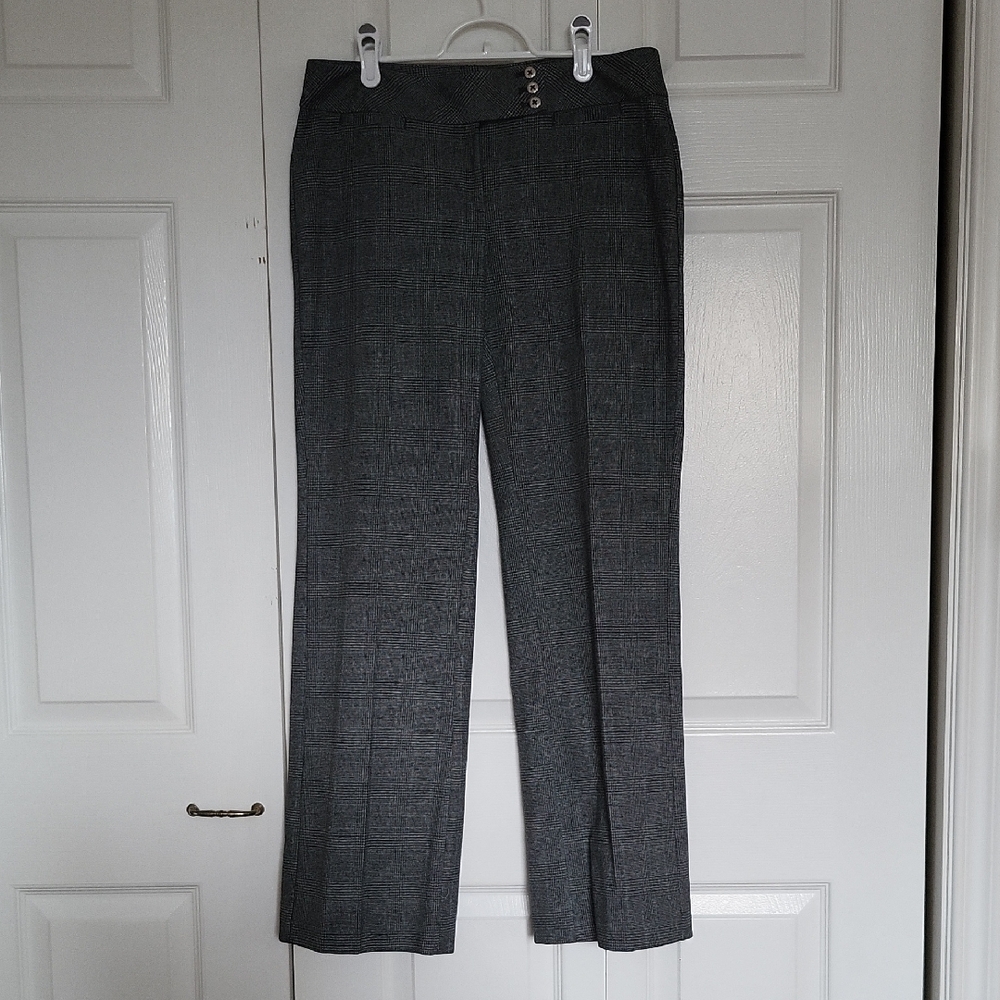 Gray Turquoise Plaid Dress Pants